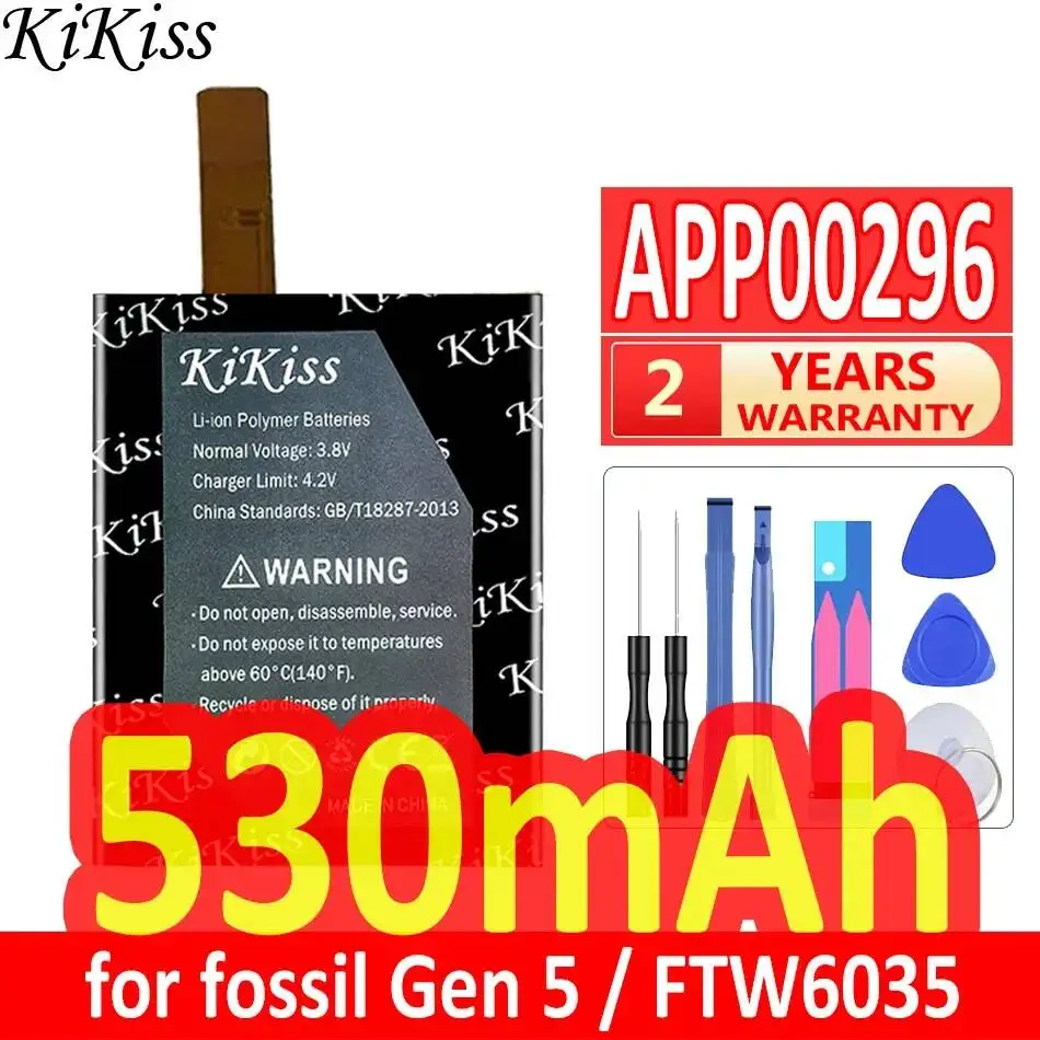 High Capacity For Fossil Gen 5 For Julianna HR FTW6035 Watch APP00296 With Wires for Smart Watch Battery 530mAh Fast Charging