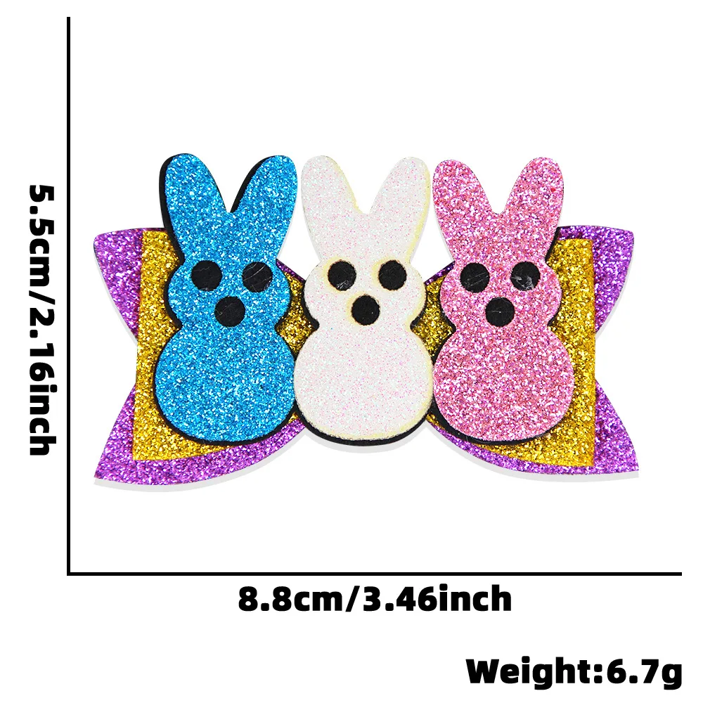 Easter Party Hair Clips - Kids Glitter Rabbit Ears Bow Chick Egg Hairpins - Children\'s Festival Hair Accessories
