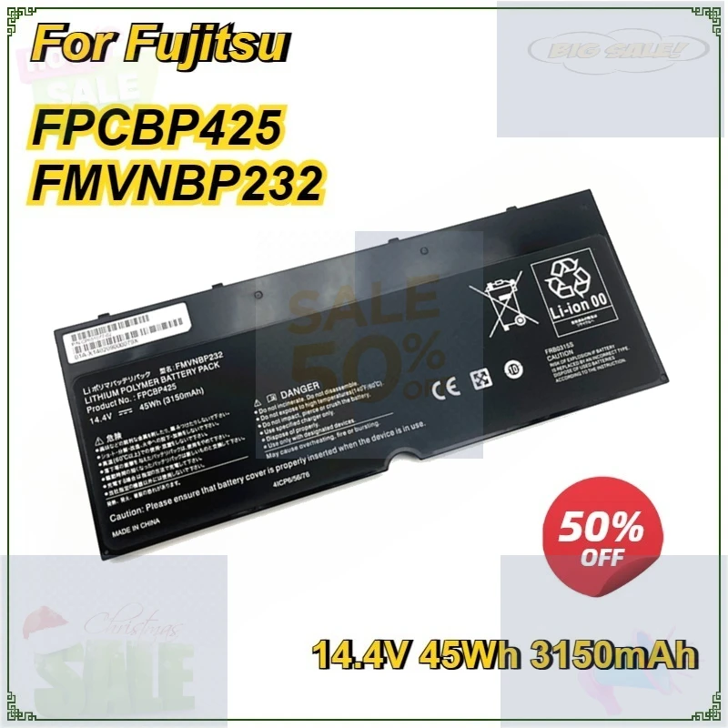 

FMVNBP232 FPCBP425 Laptop Battery for Fujitsu Lifebook U745 T935 T904U FPB0315S 14.4V 45Wh 3150mAh Bateria Notebook