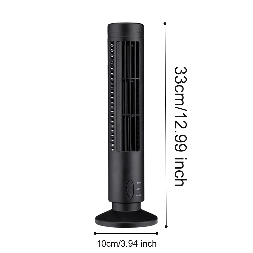 Ventilador de torre LED, Mini acondicionador Vertical, ventilador sin aspas USB de 2 velocidades, ventilador de torre de pie portátil para sala de estar y dormitorio