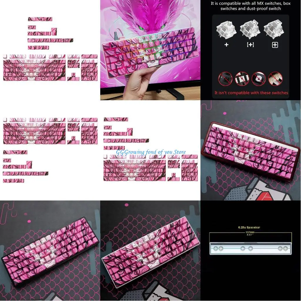 

H9EB 136 PBT Keycaps with Dragon Theme Side Engraving Through Keycap Set