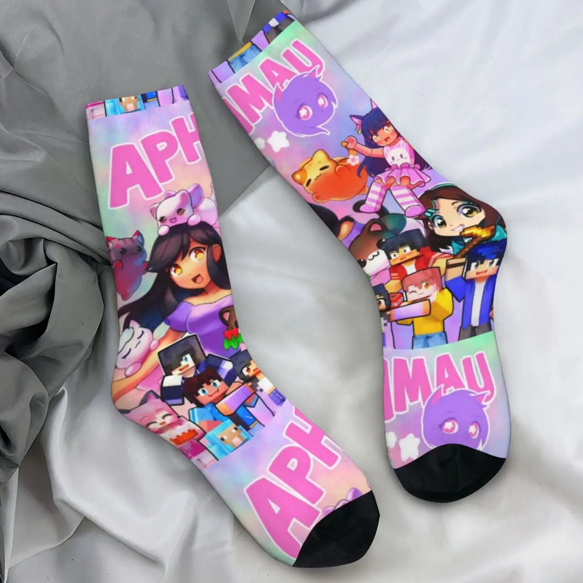 Aphmau Meow Plushies Anime Cats Stockings Graphic Funny Socks Winter Anti Skid Socks Men Skateboard Breathable Socks