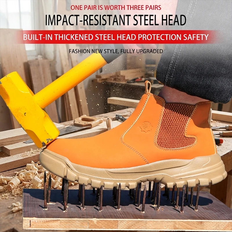 Unisex High Ankle Steel Toe Anti-Nail Puncture Work Shoes for Factory & Heavy Duty Sites Anti smash Anti pierce Safety shoese