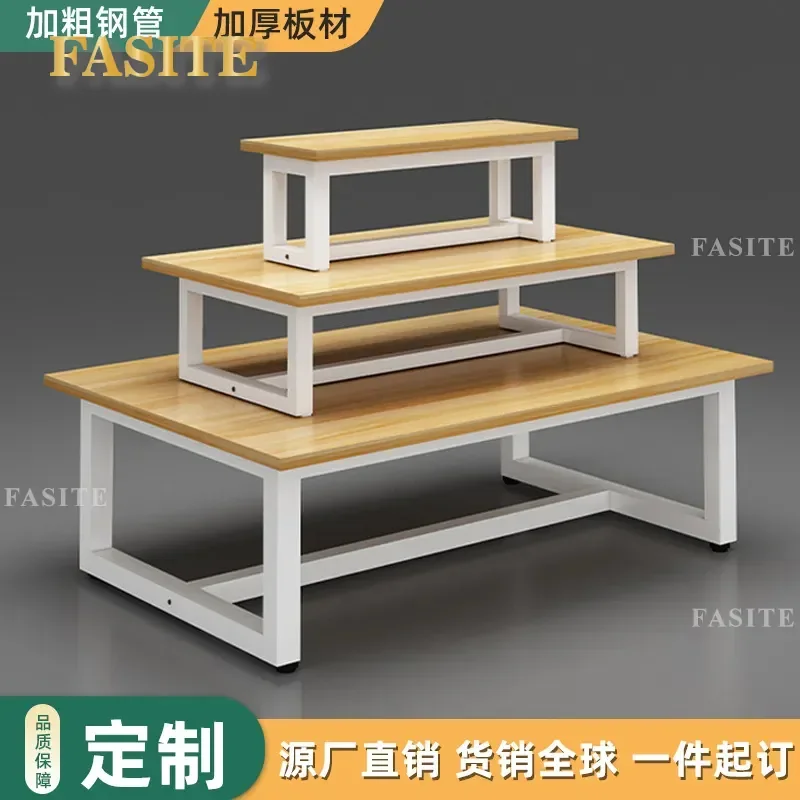 For Supermarket Mall Clothing Shoe Store Display Rack Cosmetic Stack Head Promotional Flow Table Shelf Furniture