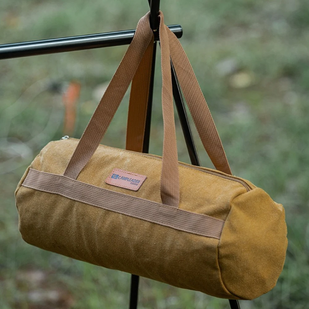 

Camping Tool Storage Bag Cylinder Tent Ground Nail Wind Rope Hammer Pouch Canvas Large Capacity Handbag Outdoor Accessories