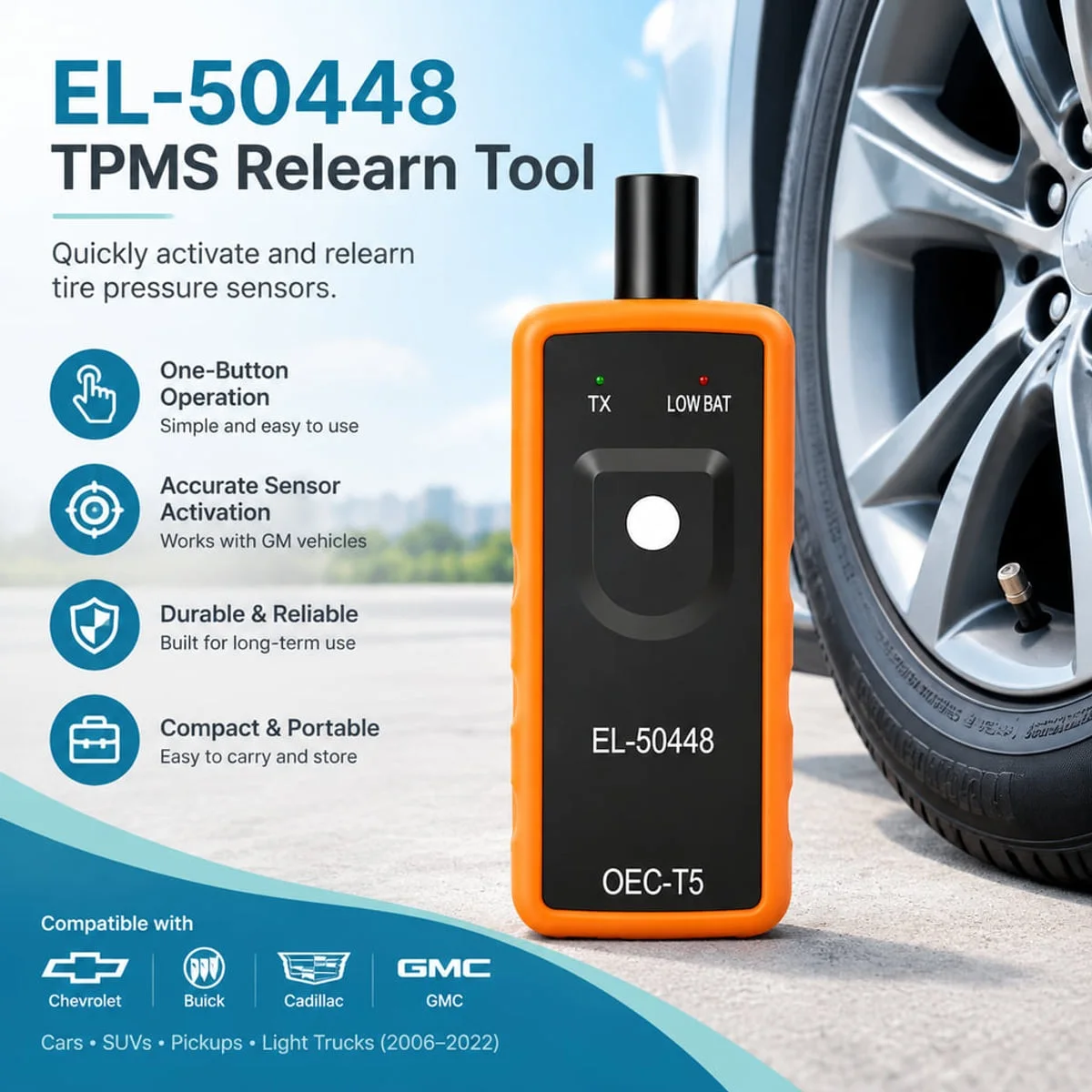EL50448 TPMS Relearn Tool Tire Pressure Sensor Activator for GM Vehicles Fit for Chevy Buick Cadillac GMC 2006-2022