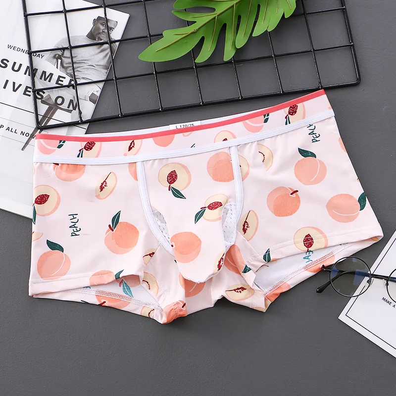 Men\'s Erotic Printed Trunk Elephant Nose Bulge Pouch Separation Boxer Shorts Fashion Ice Silk Quick Dry Comfy Breathable Panties