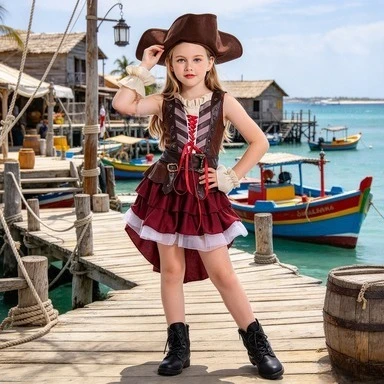Children Somali Pirate Fancy Dress Halloween Cosplay Game Performance Outfit