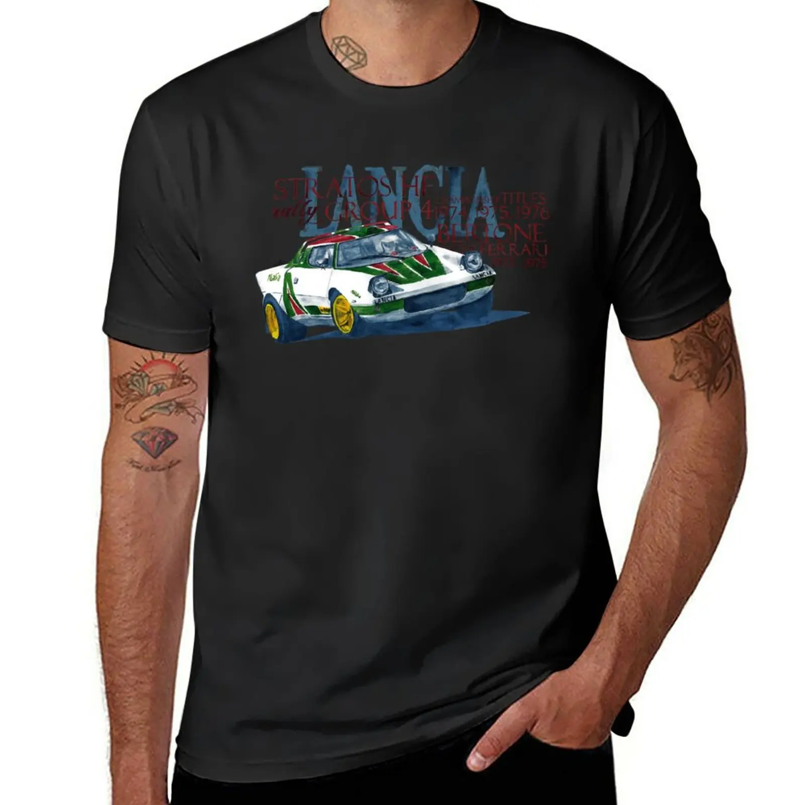 New Rally Group B-Lancia Stratos T-Shirt man clothes graphic t shirt heavy weight t shirts for men