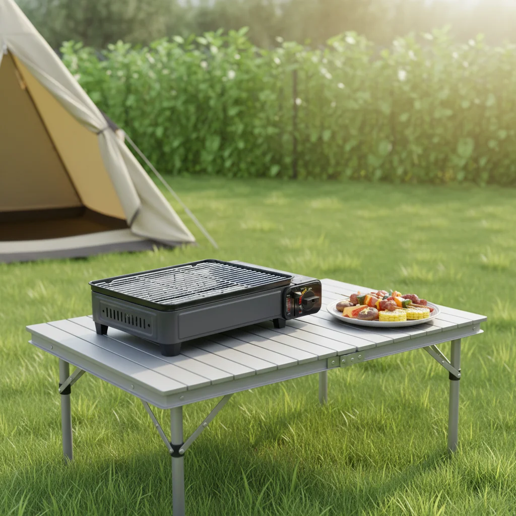 Réchaud à gaz portable au butane, barbecue, camping en plein air, fonte, acier, plaque de cuisson, brûleur efficace, combustion propre, durable