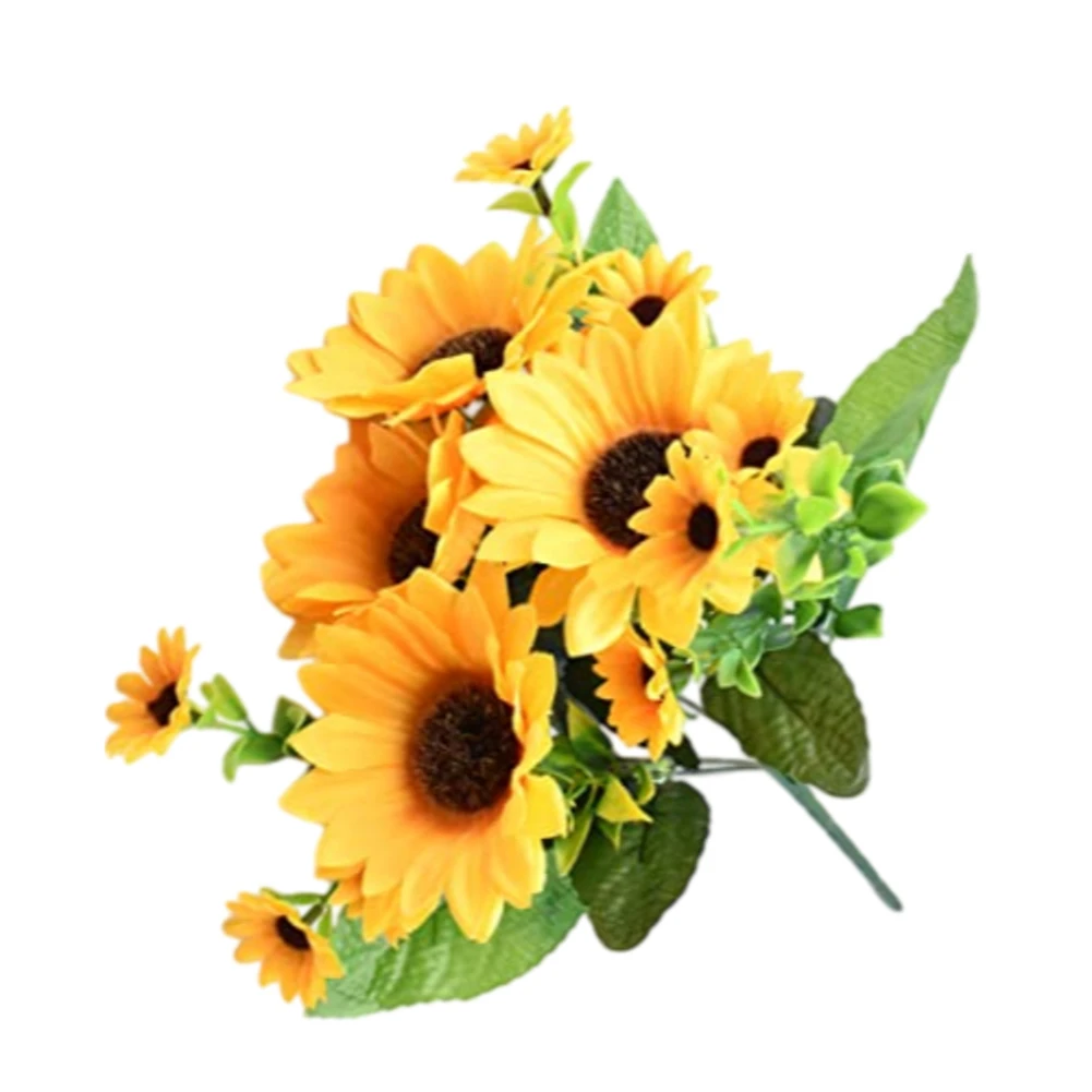 Artificial Sunflower Silk Flower 31cm Yellow Realistic Decoration for Home Wedding Photography Floral Arrangement