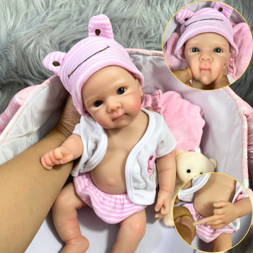 

Mini 13 Inch Reborn Baby Doll Bettie Full Silicone Washable Body Girl Soft Solid Silicone Doll Birthday Christmas Gift