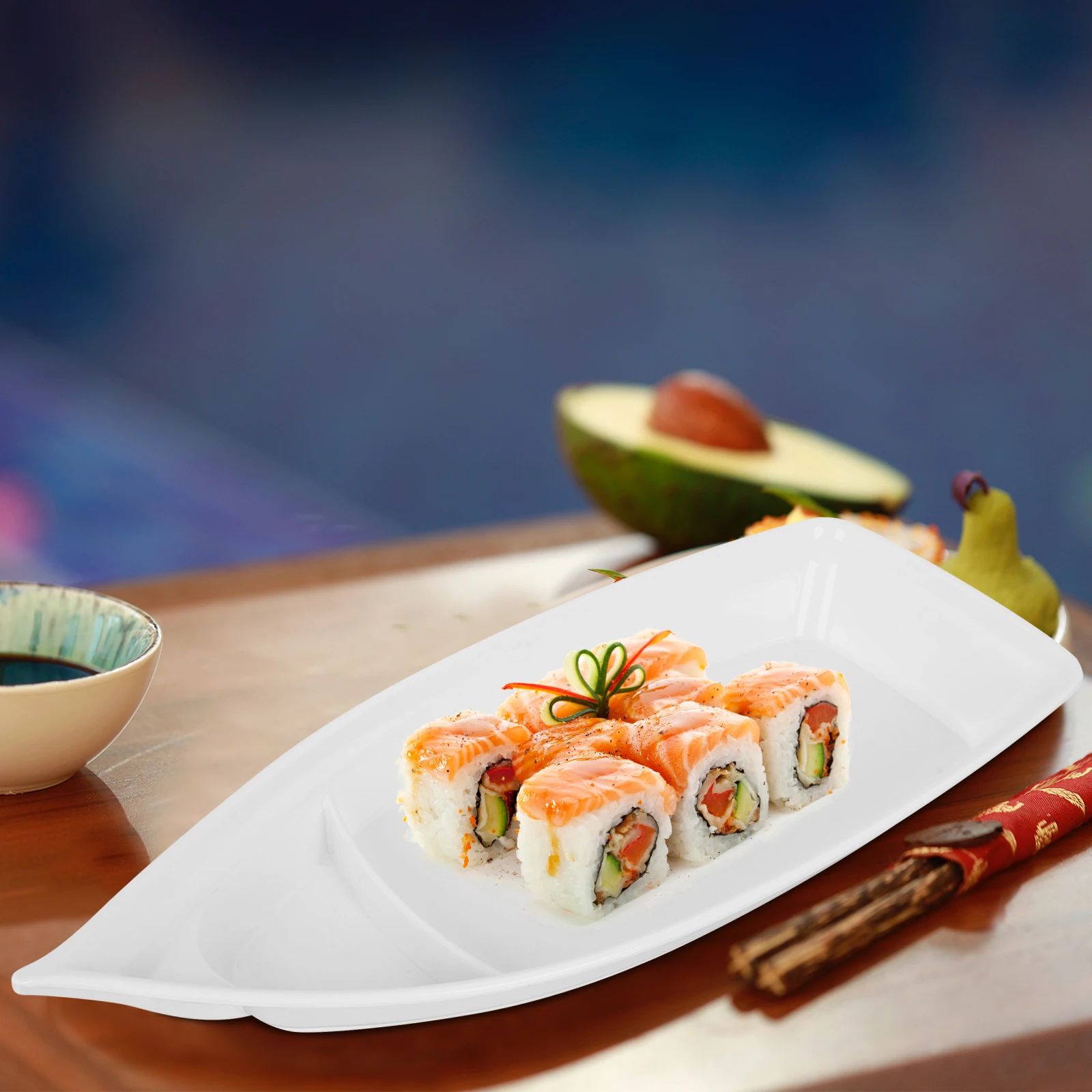 

Platter Tableware Sushi Serving Plate Japanese Sashimi Boat Tray Elegant Simple Design Restaurant Use