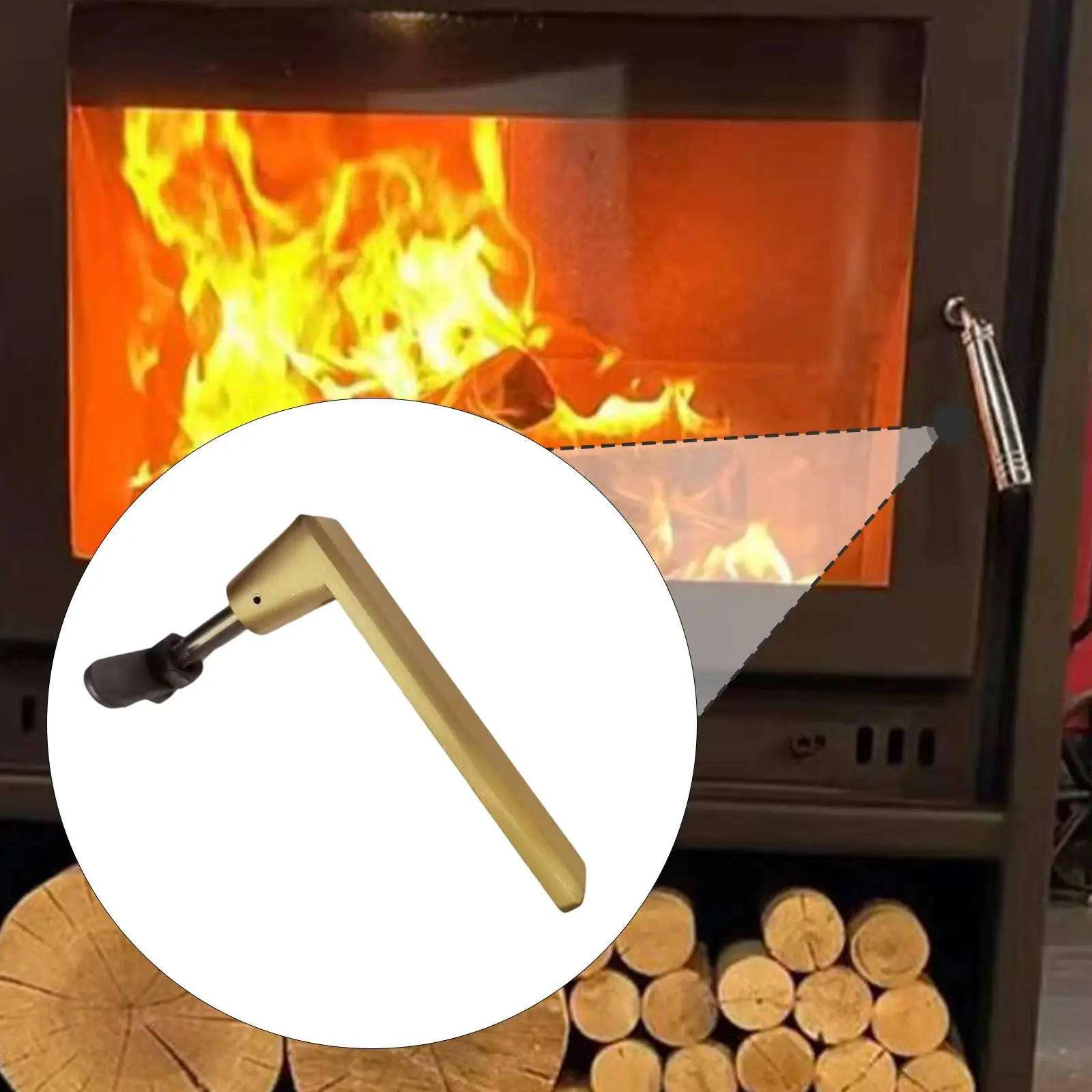 

Replacement Fireplace Door Handle Comfortable Grip 10.5cm Easy Installation Professional Repair Parts Accessories