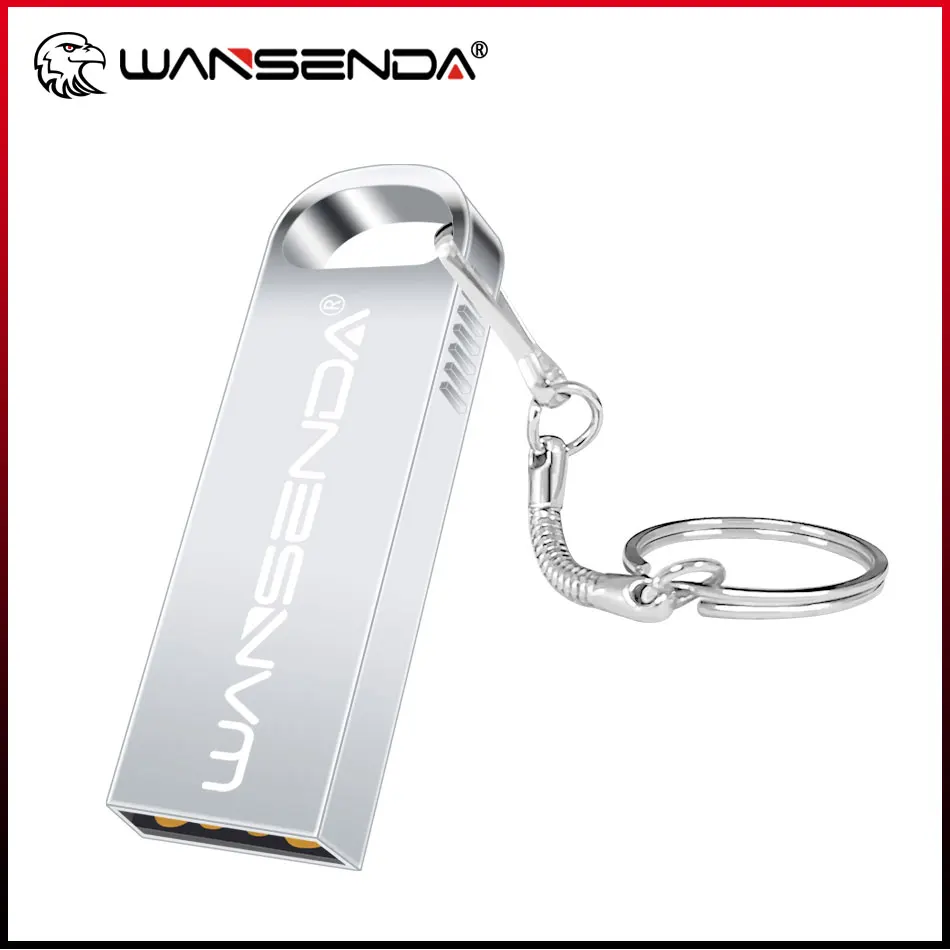 

Wansenda USB Flash Drive with Key Chain 128GB 64GB 32GB 16GB 8GB 4GB Metal Pendrive Portable U Stick Thumb Drive Flash USB Stick