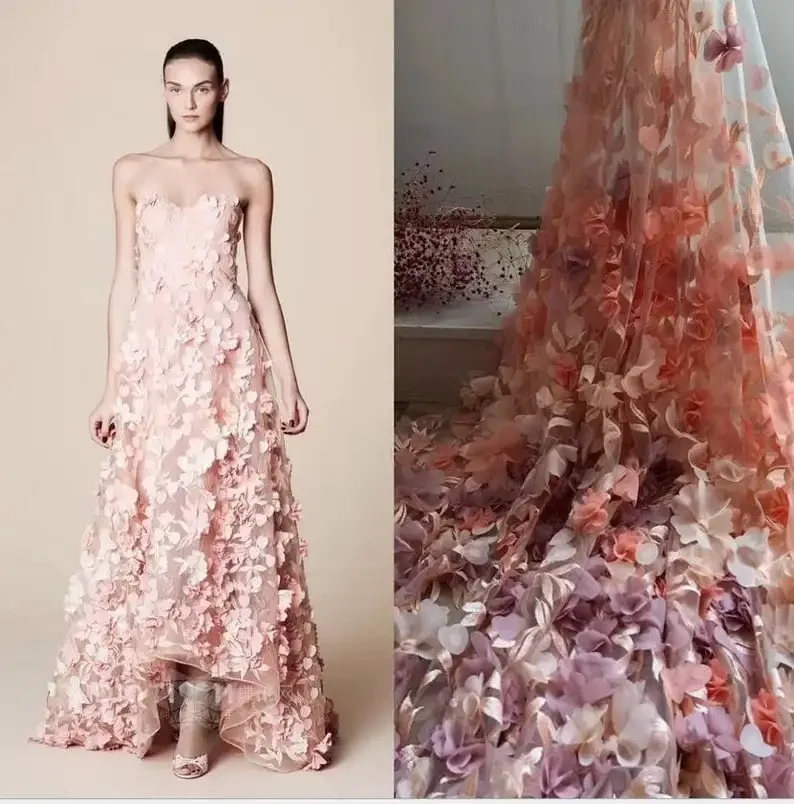 8 colors 3d chiffon flower lace fabric flowre embroidery soft tulle fabric For Girl Dress Tutu Dress Wedding Dress Bridal Veil