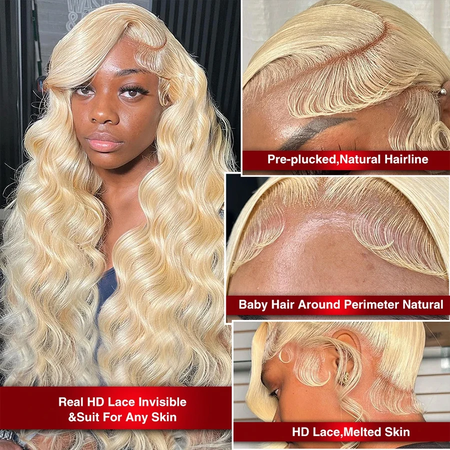 13x4 Honey Blonde Body Wave Lace Front Wigs 613 Lace Frontal Wig Brazilian 13x6 HD Transparent Colored Human Hair Wigs For Women