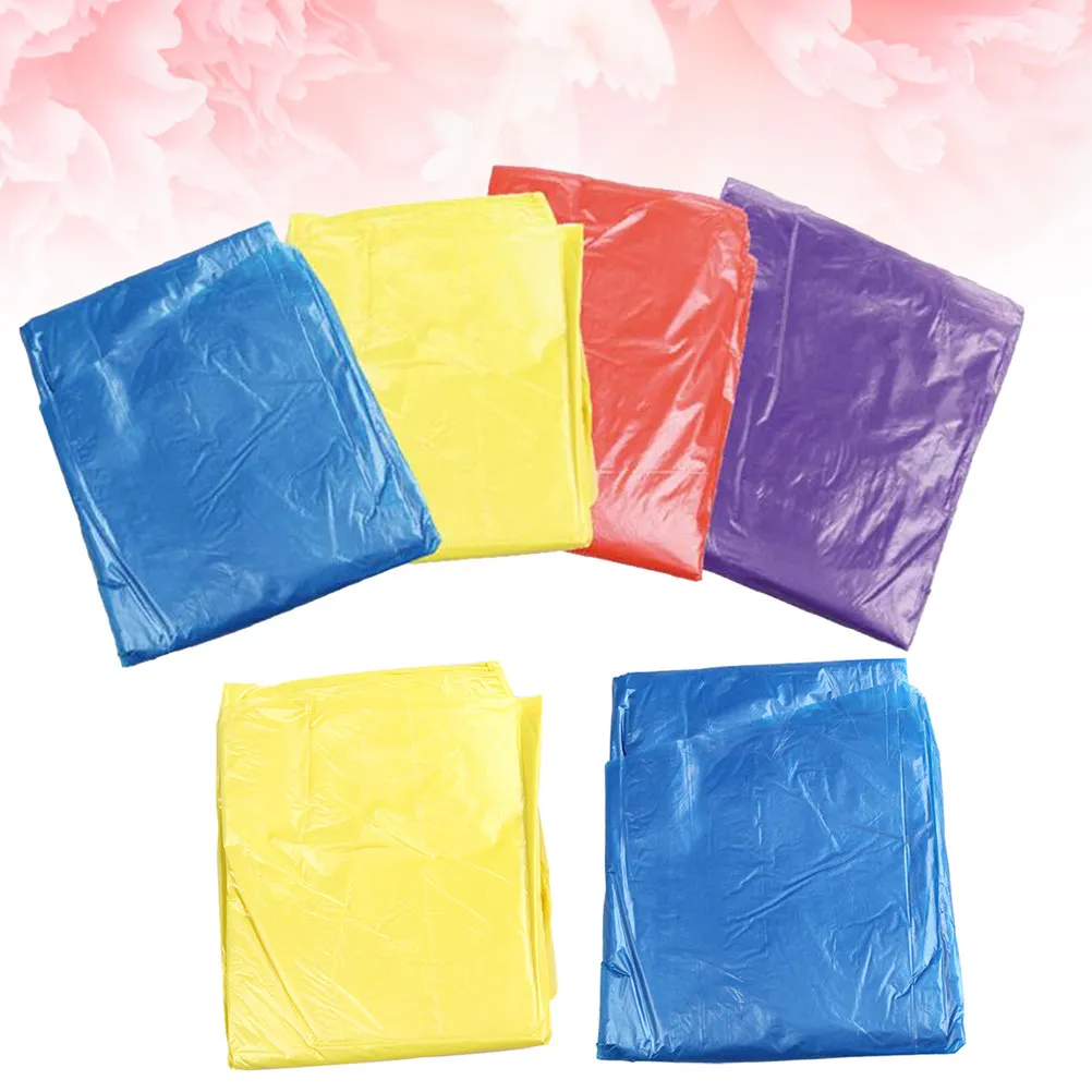 6Pcs Disposable Raincoat Adult Waterproof Hood Thickened Emergency Poncho Portable Travel Camping Outdoor Unisex