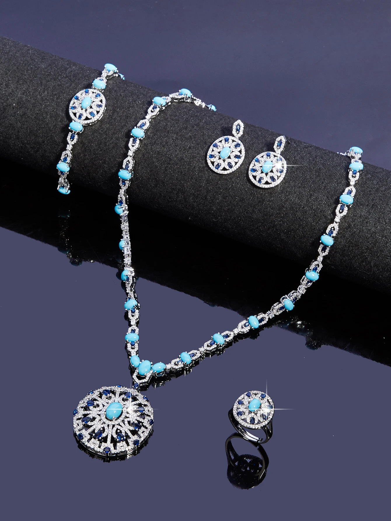 Luxury AAA Cubic Zirconia High Quality Dubai Women Bridal Wedding Jewelry Set Engagement High Quality Jewelry