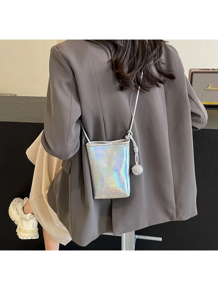 Silver Women 2024 New Summer Crossbody Bag Match Colors Fashion Cell Phone Purses Temperament Commuting Simplicity Handbag Sofe