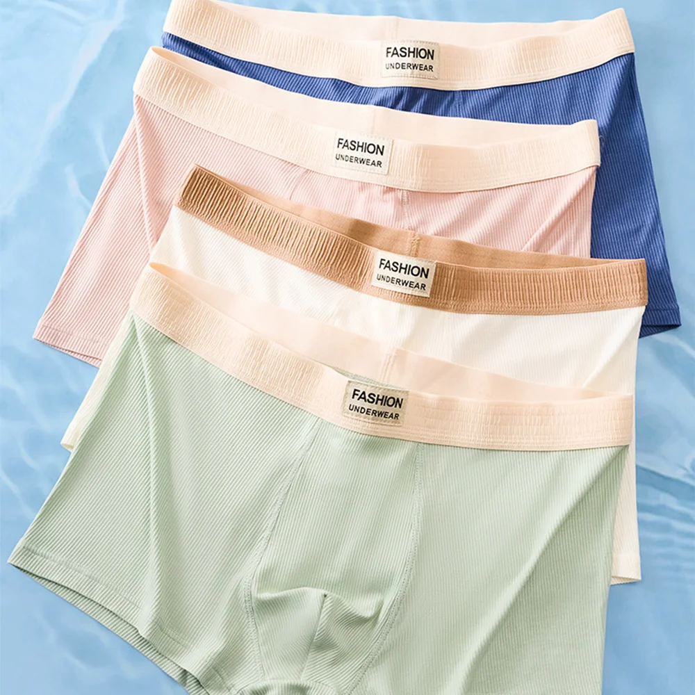 

1Pcs Boxer Shorts Men's Breathable Underwear Man Letters Printing Belt Underpants Thin Panties Youth Elastic Boxer Panty XL-4XL
