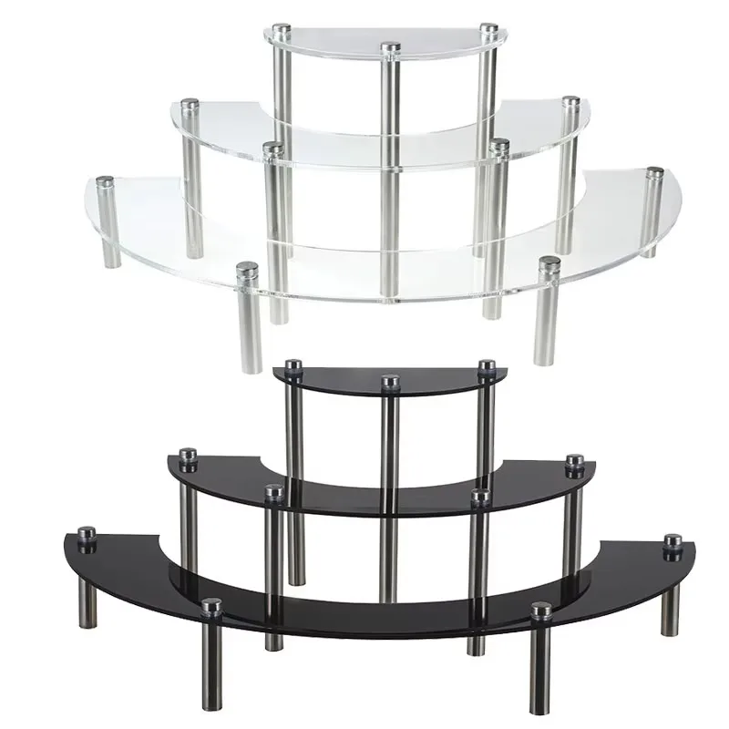 Semicircular 3 Tier Cupcake Stand Transparent Acrylic Perfume Cosmetic Organizer Storage Rack Mini Figure Showcase Display Rack