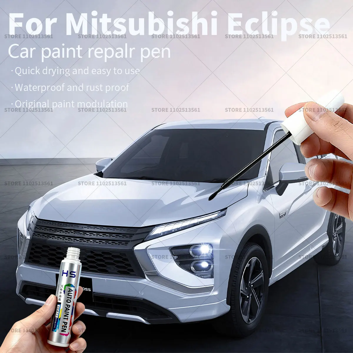 For Mitsubishi Eclipse Car Paint Repair Pen Paint Scratch Repair Accessories White Mercury Gray Bronze Metallic Labrador Black