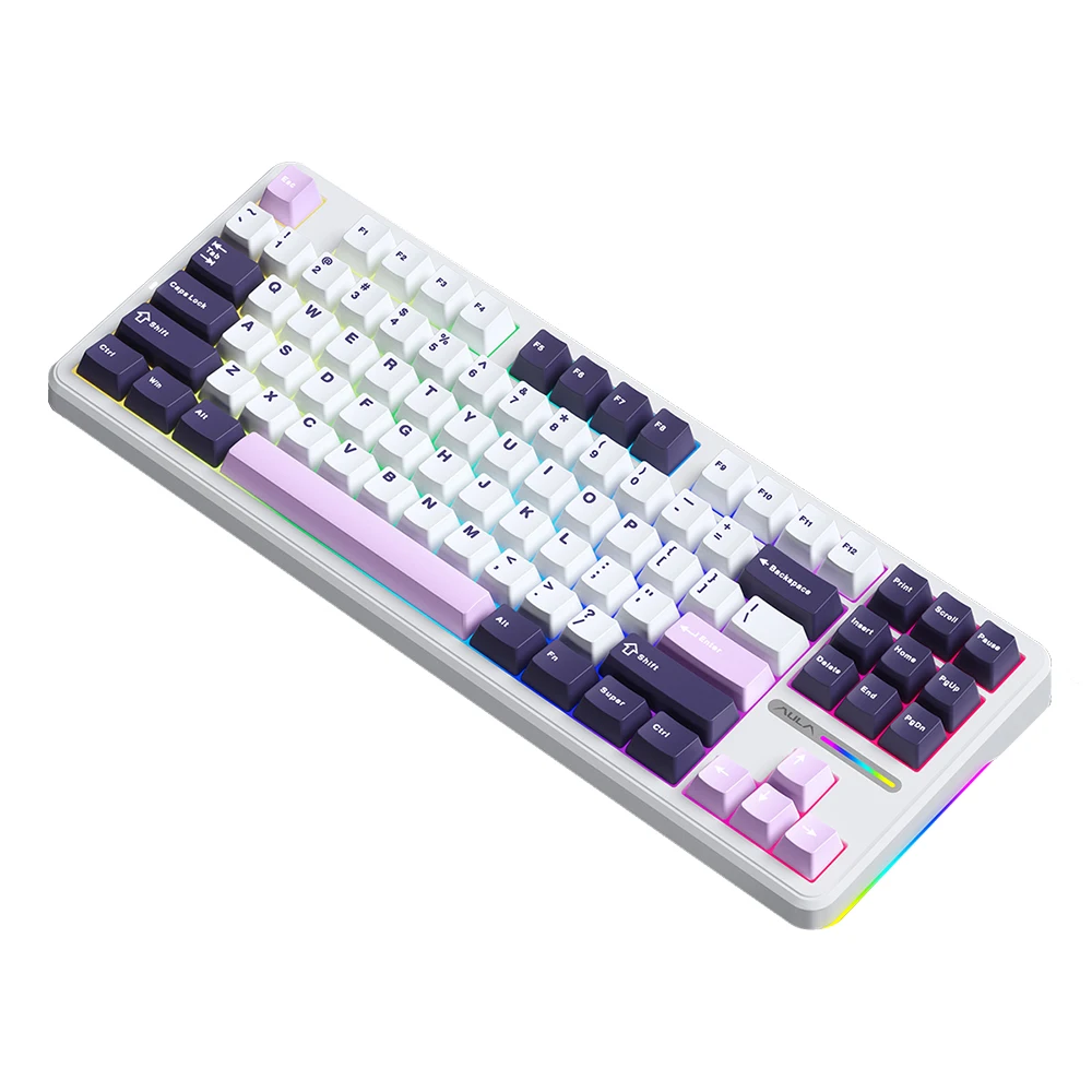 

AULA F87 Mechanical Keyboard Wireless Gasket Structure Keyboard with Tri-Mode Connectivity 87-Key Low-Delay Gaming Keyboard with