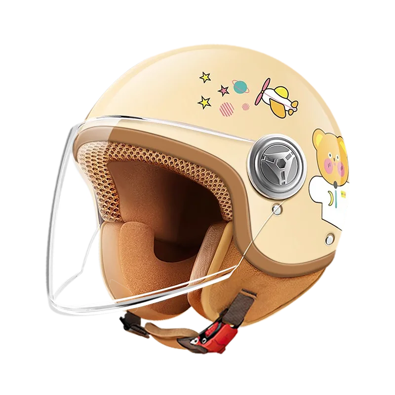 AliExpress Retro motorcycle helmet children's bicycle safety helmet inner lining can be removed design head circumference size can be adjus