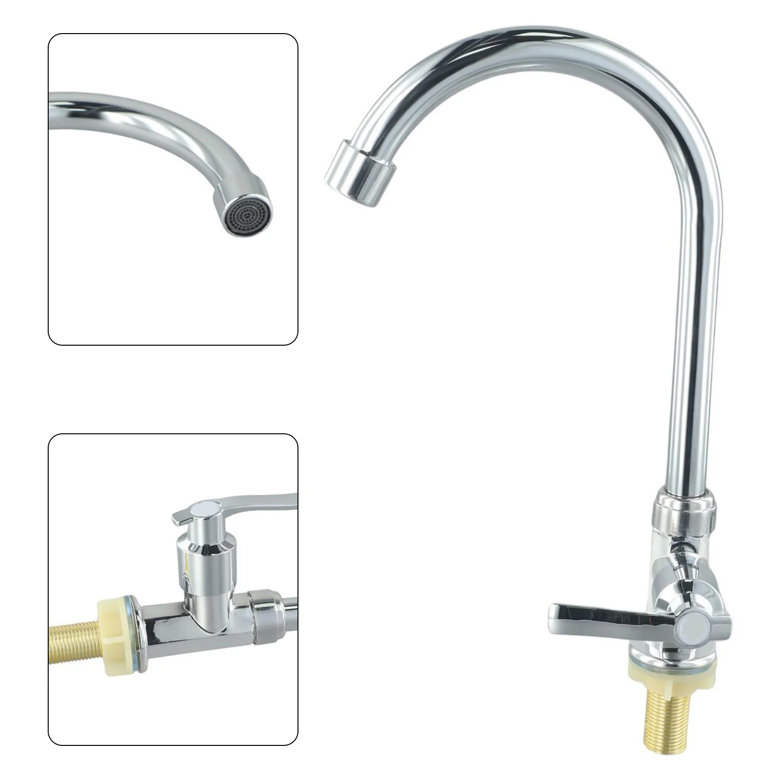 Taps Faucet Single Hole Water-saving Bathroom Bent Cold Water Plastic Steel Plating Single Lever Kitchen Sink Druable Practical