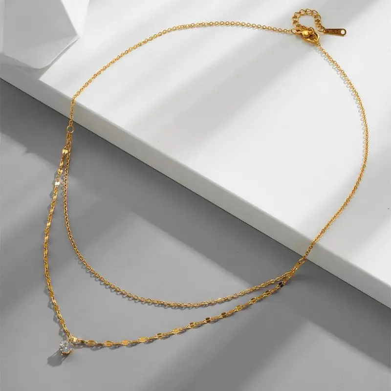 متعدد الطبقات حجر الراين قلادة قلادة موضة الفولاذ المقاوم للصدأ سلسلة للنساء الذهبي هيبوالرجينيك العصرية مجوهرات حفلة هدية