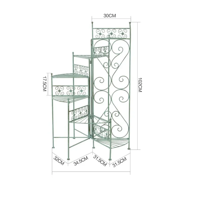 Kreatywny wielowarstwowy stojak na kwiaty żelazna obrotowa półka na rośliny dziedziniec balkon metalowy stojak, składana konstrukcja, ogrodnictwo wewnętrzne