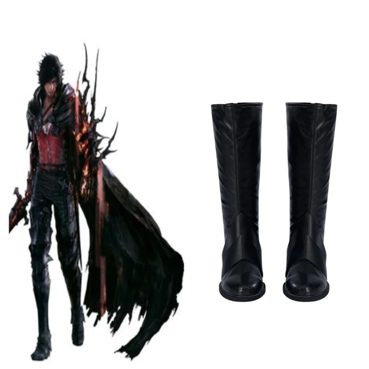 

Game Final Fantasy Cosplay Clive Rosfield Boots Costome Black Shoes for Adult Men Halloween Carnival Party Roleplay Accessory