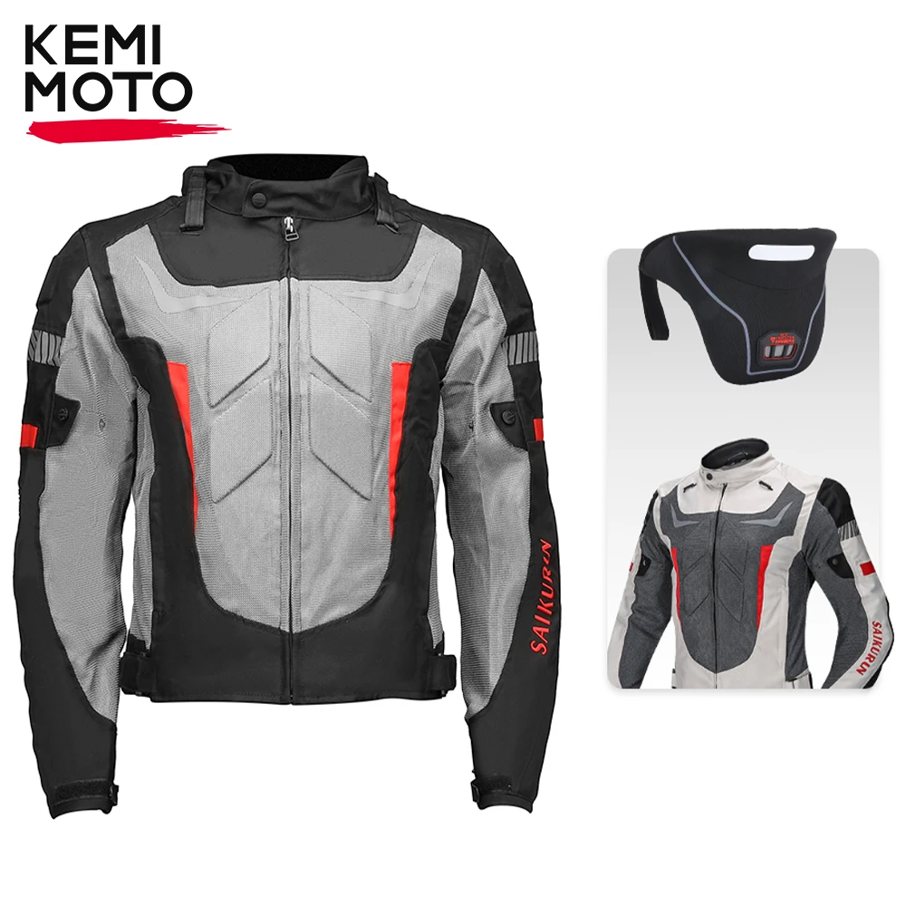 

Motorcycle Riding Jacket Men Summer Breathable Suit Motorcyclist Clothing Neck Guard Detachable Outdoor Protective Equipment