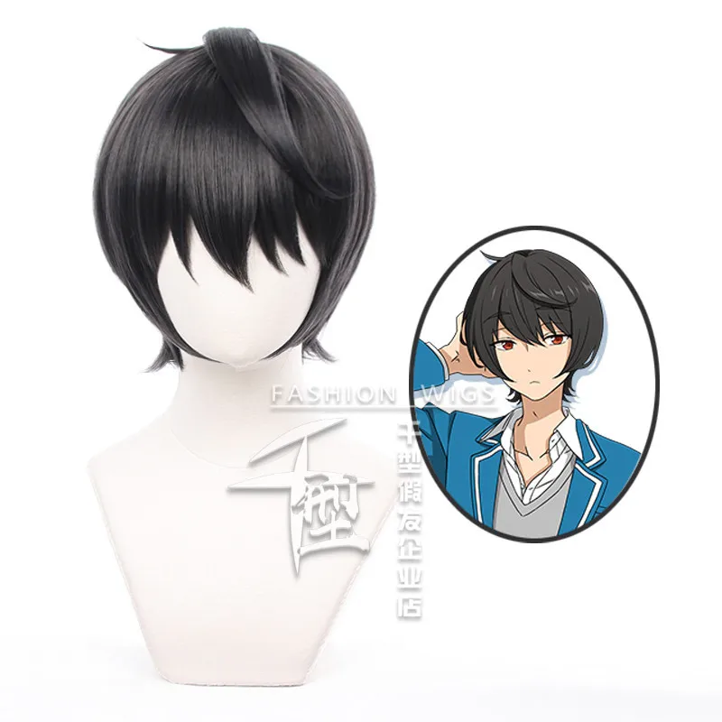 Game Ensemble Stars Ritsu Sakuma Cosplay Wig Ink Grey Short Hair Heat Resistant Synthetic Halloween Party Accessories Props