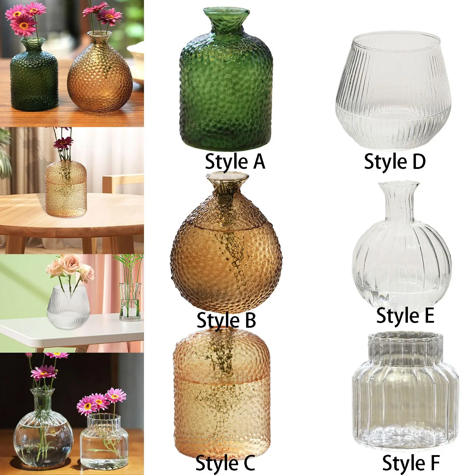Small Flower Vase Flower Arrangement Flower Bottle Mini Vase Glass Vase for Living Room Artificial Flowers Office Floral Wedding