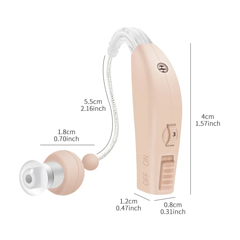 Audífonos de volumen ajustable para ancianos, amplificador de sonido, dispositivo auditivo recargable, BTE