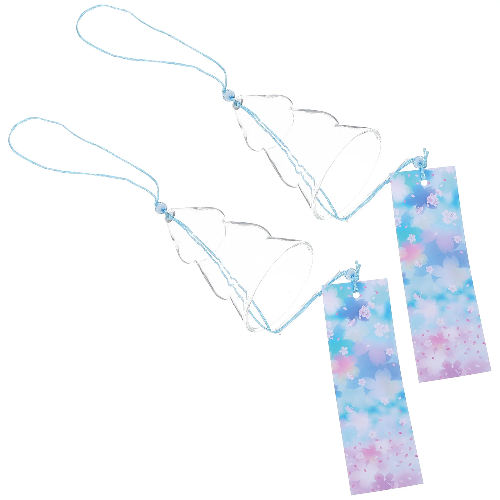 

2Pcs Glass Wind Chime Chic Bell Appearance Relaxing Sound Home Adornment Christmas Wind Chime Glass Craft Ornaments
