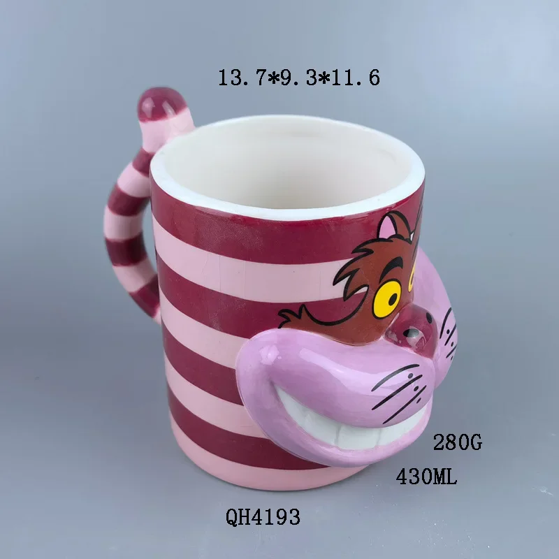 Ręcznie robiona ceramiczna filiżanka do kawy 3D Alicja w Krainie Czarów Cheshire Cat Domowe biuro Kubek z uchwytem Śniadanie Mleko Herbata Kubek