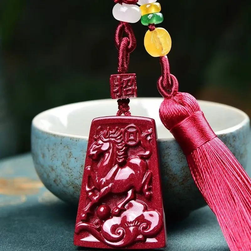 High-content natural mineral car pendant, purple gold sand