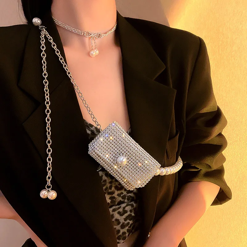Perlenkette Strass Halsketten für Frauen Minit aschen Gürtel kette Luxus schmuck Frauen Accessoires Drops hipping – Detail 6