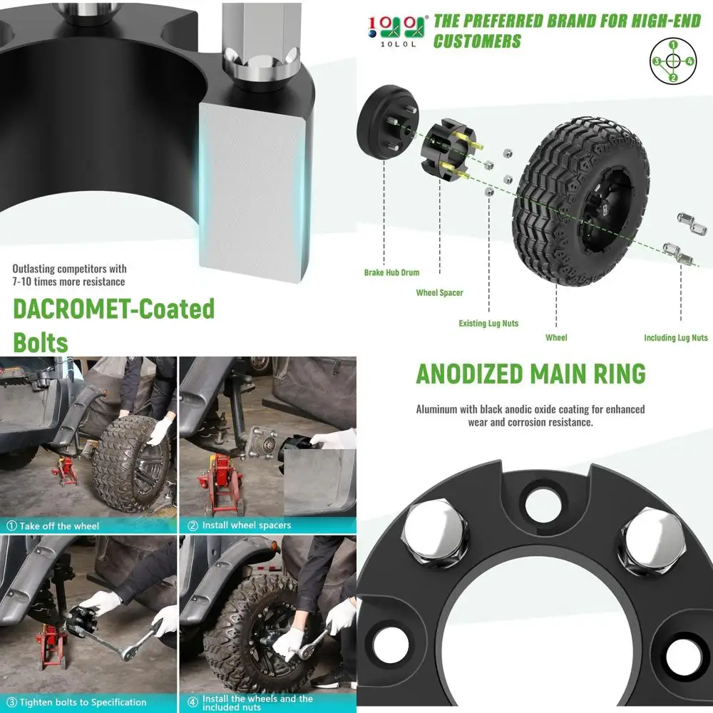 

10L0L 2 Inch Golf Cart Wheel Spacers Kit with Lug Nuts Fits for Yamaha Club Car EZGO ATV, 4X4(101.6mm) Bolt Pattern, 2.68''(68mm