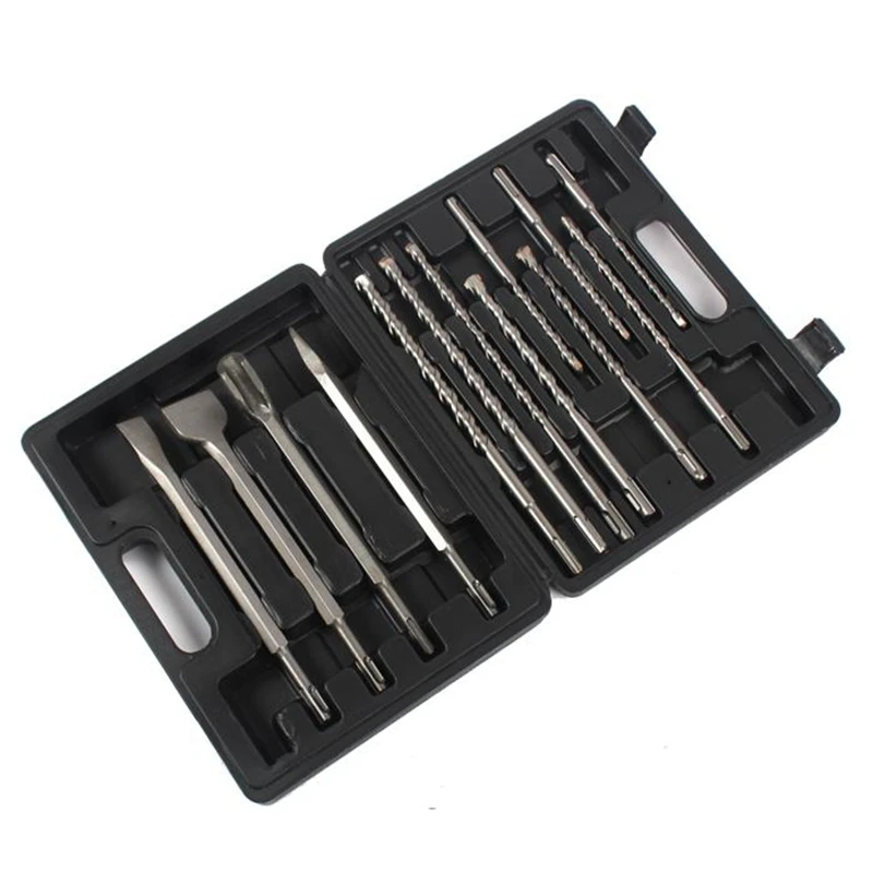 

13 PCS Rotary Hammer Drill And Chisel Bits Set SDS Plus Impact Drill Concrete Brick Masonry Hole Tool With Storage Case