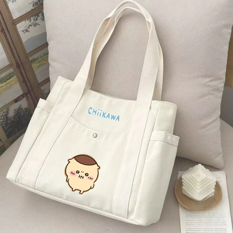 Anime Chiikawa Kawaii Lovely Tote Bag Girls Large Capacity One Shoulder School Bag Usagi Hachiware Student Tuition Bag Sweet New view 4