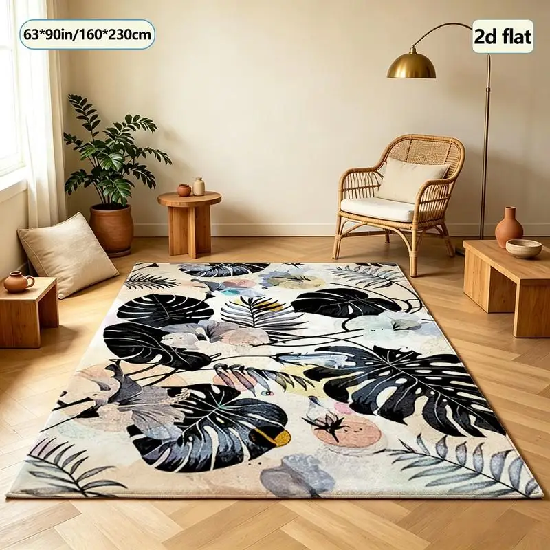 Vintage Tropical Monstera Leaf Carpet Flooring Nature Art Home Decoration Living Room Bedroom Floor Area Rug view 4