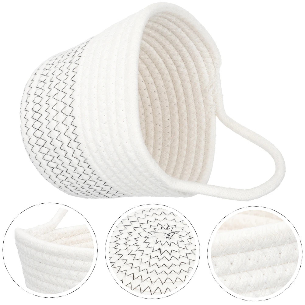

2pcs Rattan Cotton Rope Basket Storage Woven Flowerpot Bedroom Kitchen Organizer Simple Decorative Plants Holder Wall Hanging