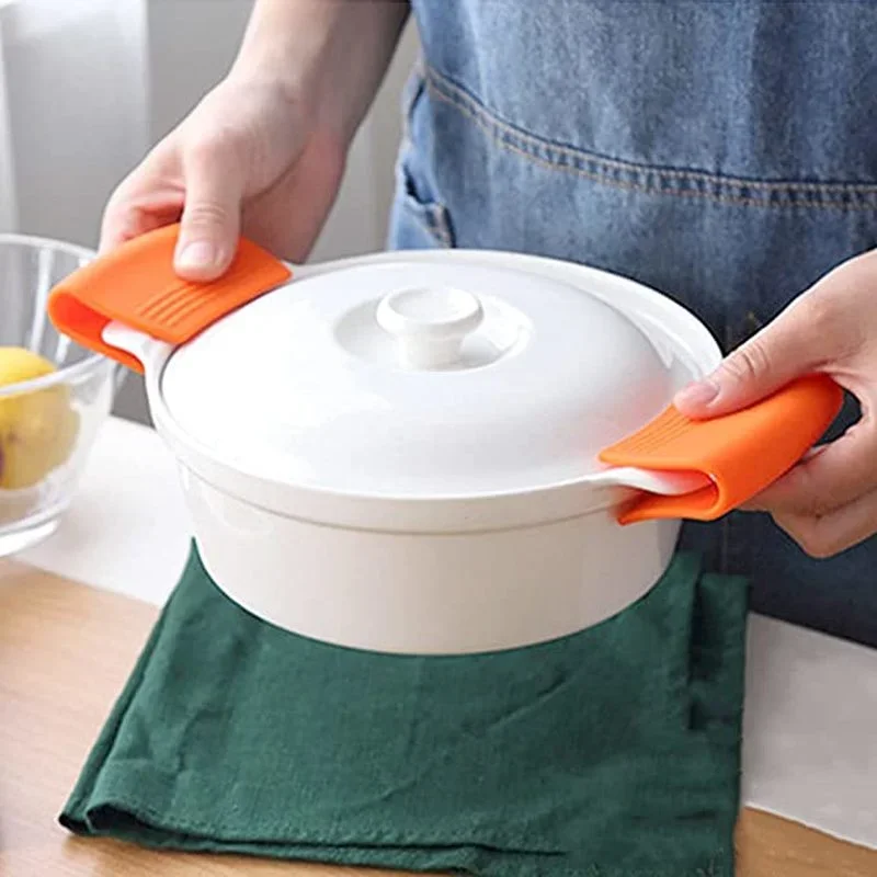 실리콘 장갑 논스틱 내열성 냄비 클립, 거치대 핫 플레이트 클립, 요리 절연 오븐 미트, 미끄럼 방지 베이킹 도구, 2 개