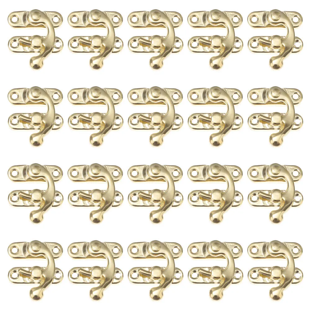 

20pcs Wood Box Lock Hardware Hook Hasp Latch Vintage Toggle For Diy Jewelry Cabinet Toolbox Suitcase Golden Metal Catch