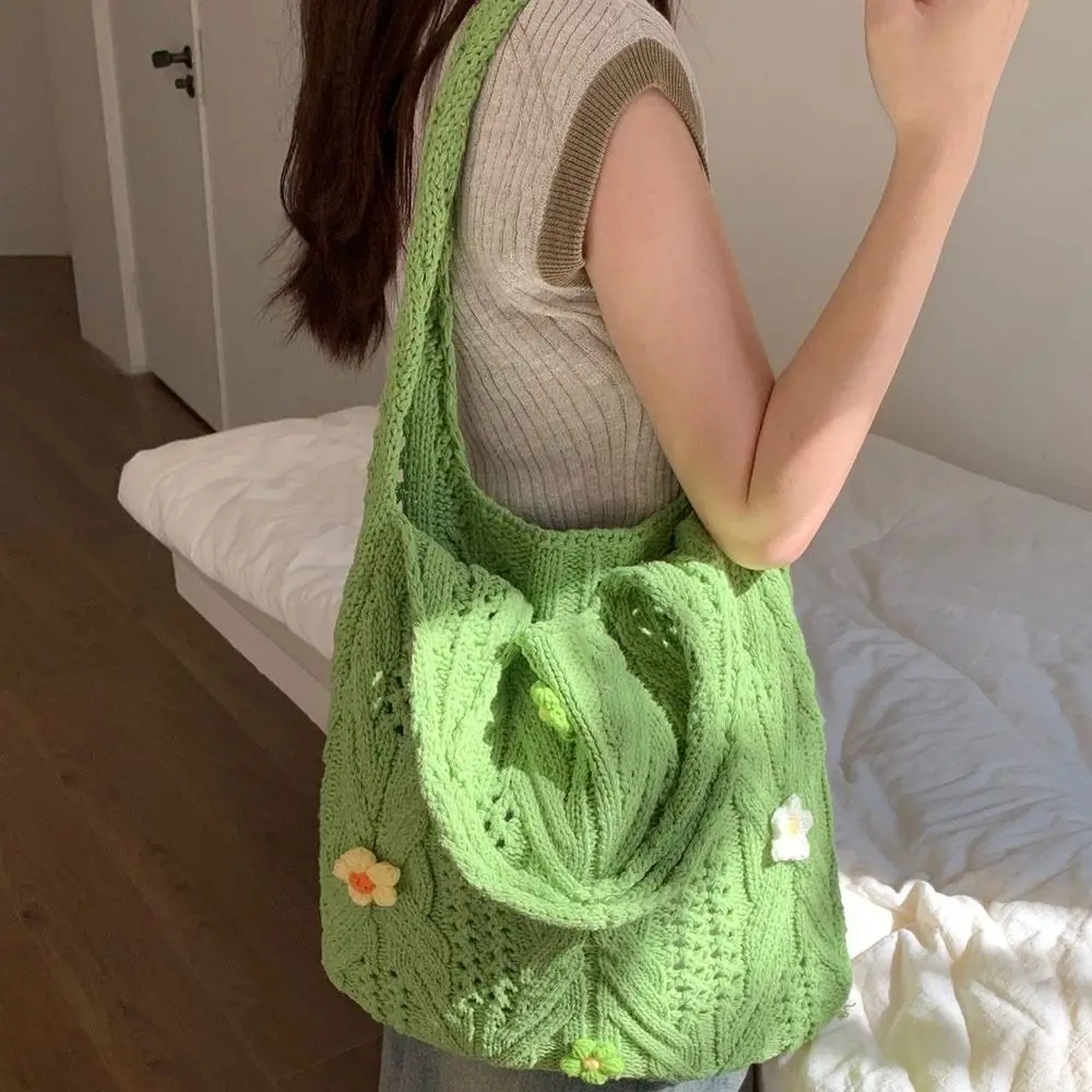 Knitted Handbags Female Large Capacity Totes Women's Shoulder Bag Summer Beach Bag Purses Casual Hollow Woven Shopping