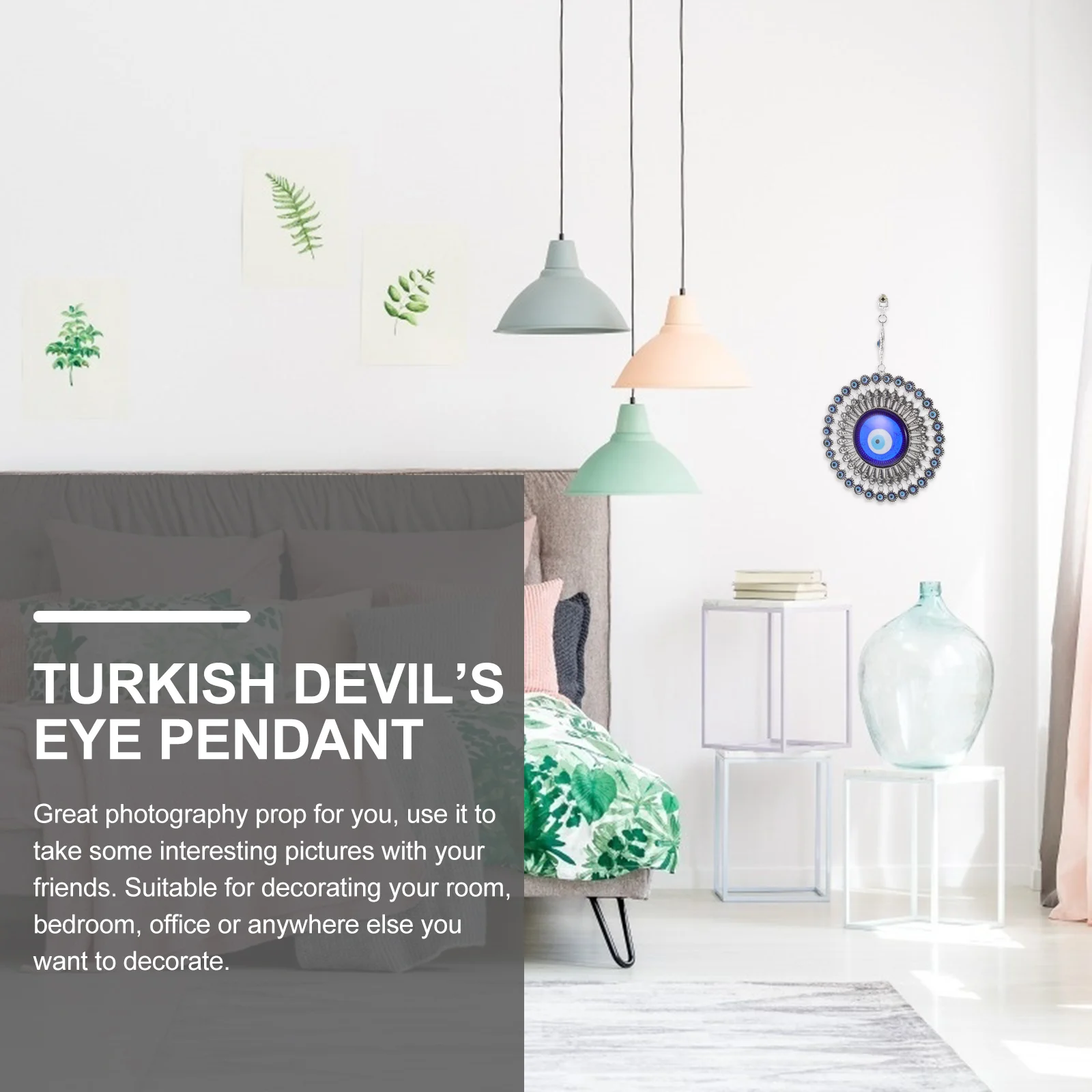 

Turkish Devil's Eye Blue Eye Pendant Hanging Ornament Wall Hanging Decoration Unique Design Home Decor Gift Photography Prop